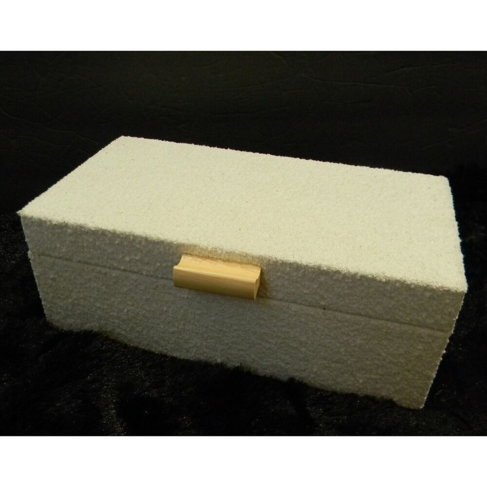 Trinket Decor Box Cream and Wood Texture Jewelry Remote Control